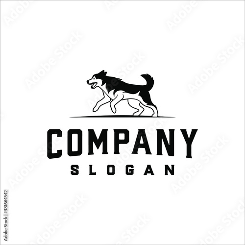The Siberian Husky is running around in a simple design style
