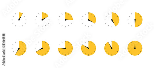 Timers set. Countdown time. Vector icons.