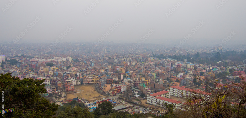 Kathmandu, smog, panorama of the city