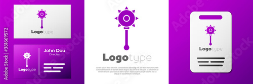 Logotype Medieval chained mace ball icon isolated on white background. Medieval weapon. Logo design template element. Vector.