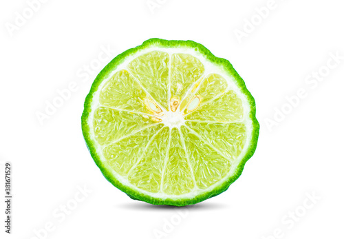 A half of bergamot  on white background.