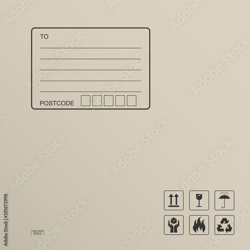 Parcel paper background with area for delivery address. Abstract background for online shopping. Vector.