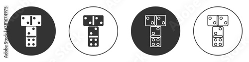 Black Domino icon isolated on white background. Circle button. Vector.