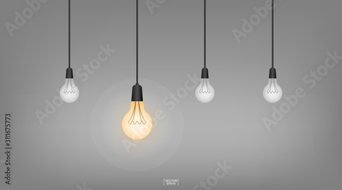 Light bulb or lamp with dark background. Vector.