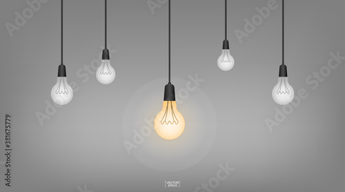 Light bulb or lamp with dark background. Vector.