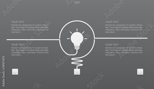 Abstract light bulb symbol and light switch on gray background. Vector.