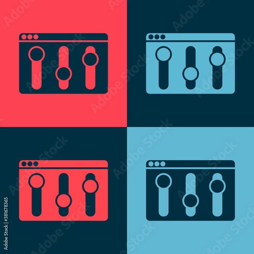 Pop art Browser setting icon isolated on color background. Adjusting, service, maintenance, repair, fixing. Vector.