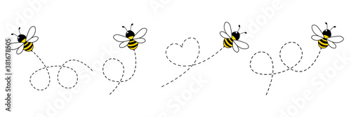 Tablou canvas Cartoon bee icon set