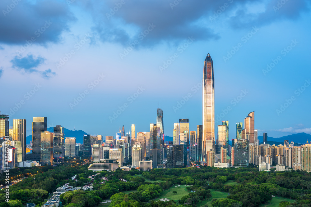 Skyline of Futian City, Shenzhen, Guangdong