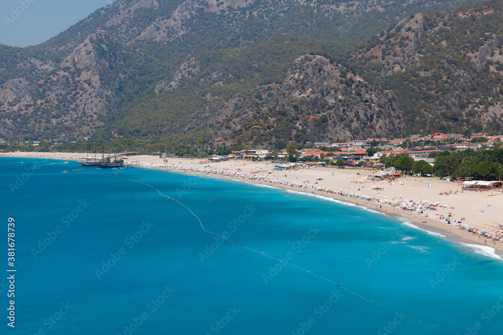 Panaromic view of Belcekız Beach at Ölüdeniz Fethiye Turkey
