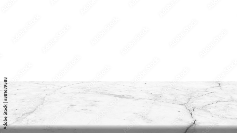 Empty top of white mable stone table on white background. can be used for product display Empty top of white mable stone table on white background. can be used for product display