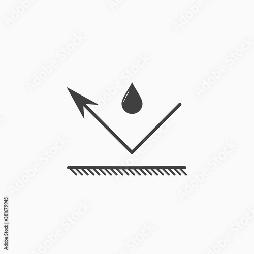 Water resistant coating icon. Waterproof material. Repelling surface. Vector