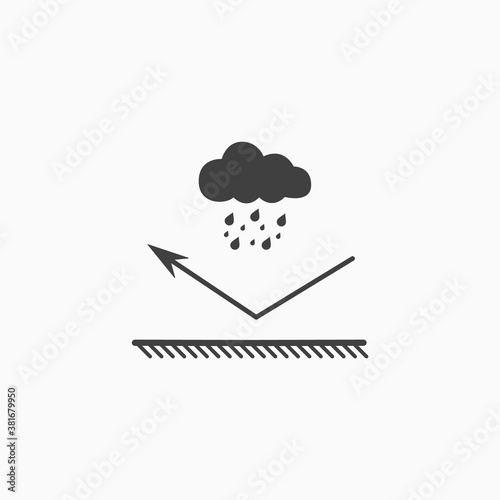 Water resistant coating icon. Waterproof material. Repelling surface. Rain icon. Vector