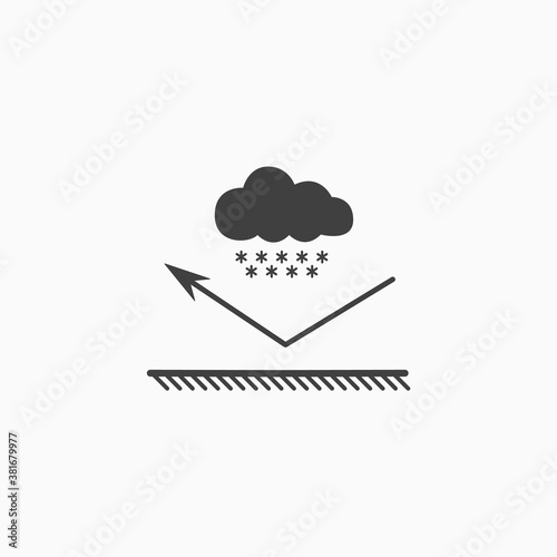 Snowfall icon. Water resistant coating icon. Waterproof material. Repelling surface. Vector
