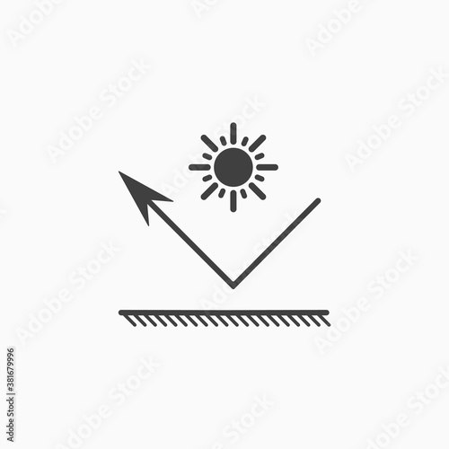 Heat reflector icon. Sun rays protection. Heatproof material. Vector photo