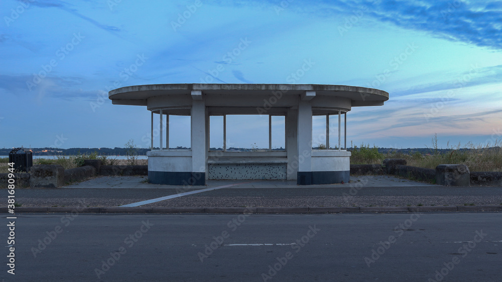 Sunset with bus shelter in Netley Weston Shore