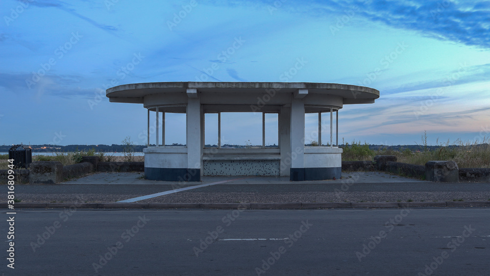 Sunset with bus shelter in Netley Weston Shore Sunset with bus shelter in Netley Weston Shore