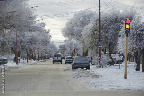 Rio Gallegos - Argentina. Unas de las calles con nieve en el invierno del 2020 