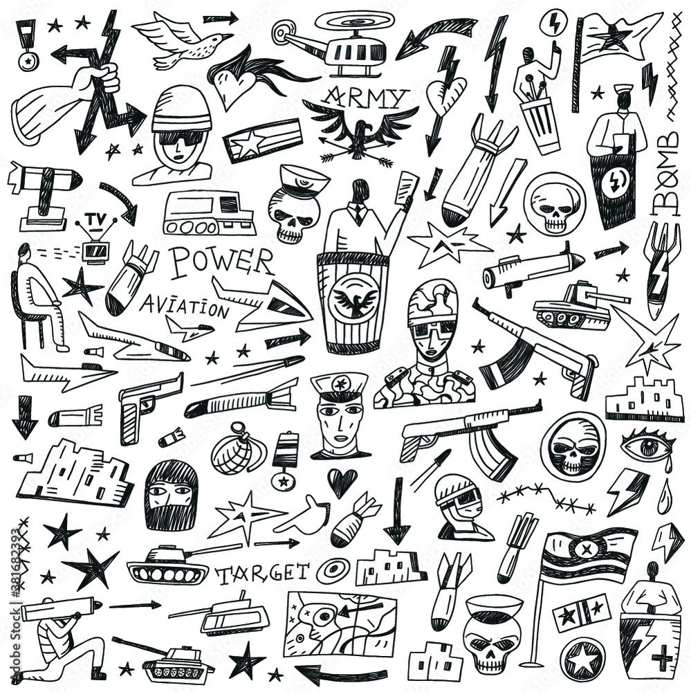 Obraz premium war - doodles set