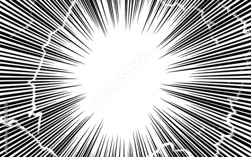 漫画風背景素材　集中線と稲妻の効果