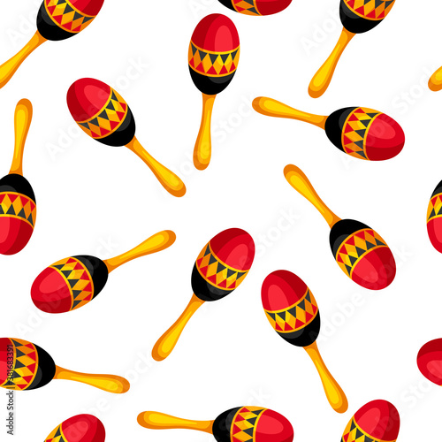 Seamless pattern with carnival maracas.