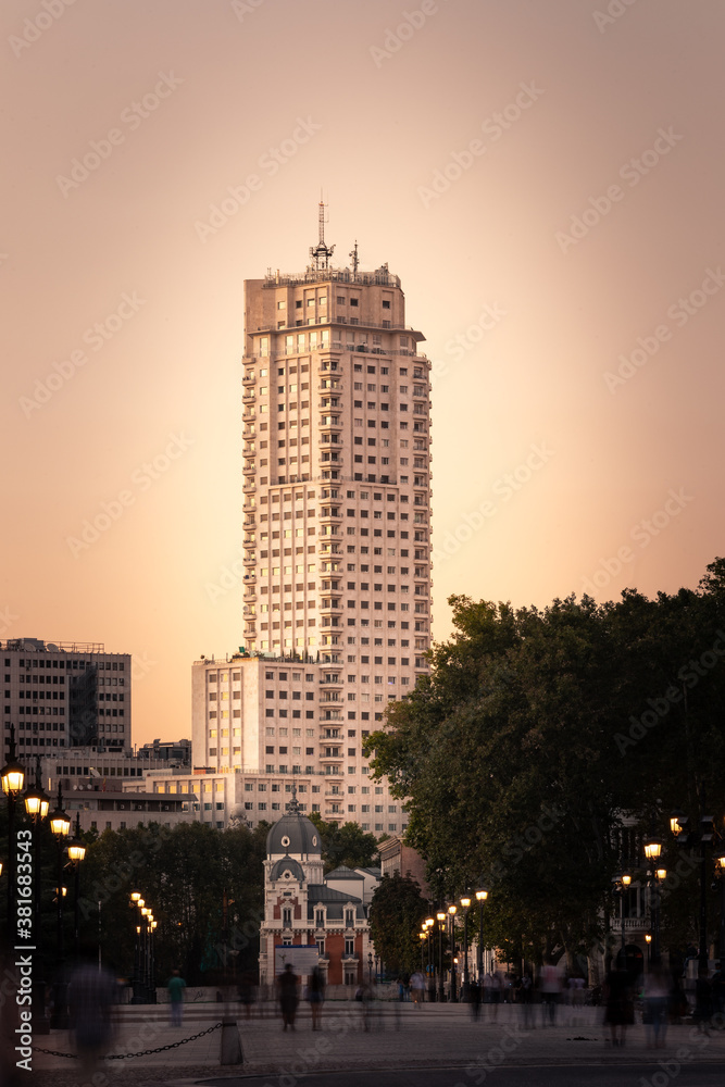 España Building, one of the tallest and most iconic skyscraper of Madrid; Spain.