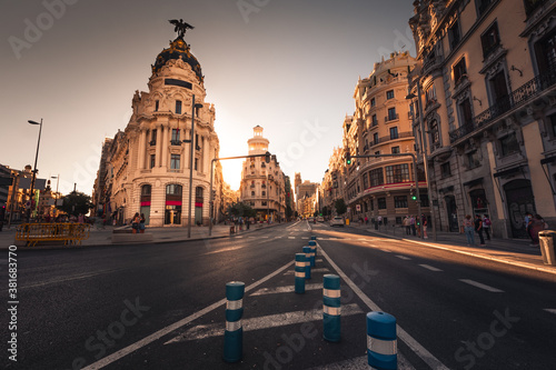 Gran Via, main street of Madrid, Spain.