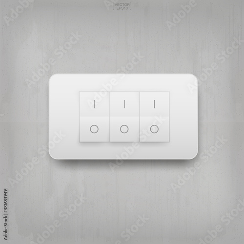 Light switch on concrete wall background. Vector.