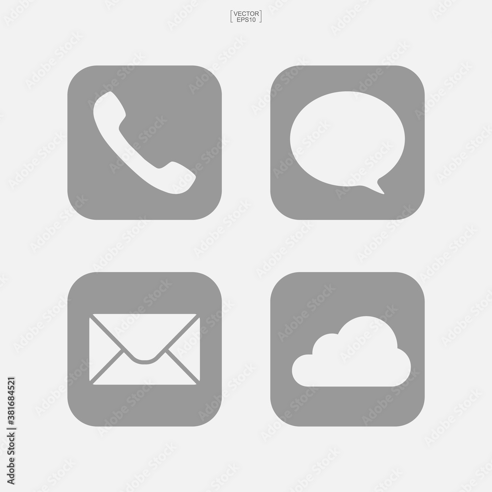 Social media icon set. Icon of phone, email, chat and cloud. Vector illustration. Social media icon set. Icon of phone, email, chat and cloud. Vector illustration.