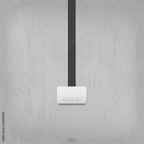 Light switch on concrete wall background. Vector.