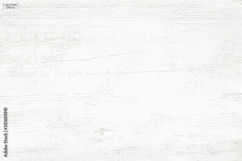 White wood pattern and texture for background. Vector.