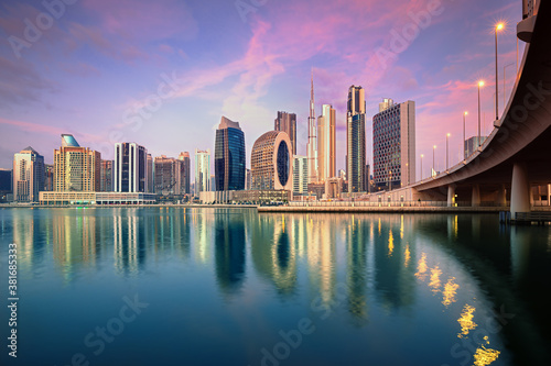 Canvas Print Dubai city - amazing city center skyline with luxury skyscrapers, United Arab Em