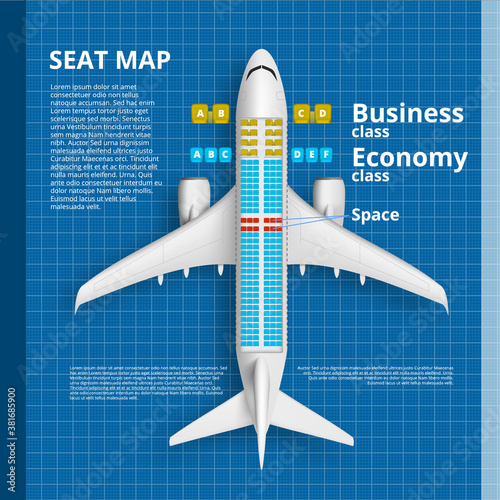 Airplane Seat Map Business Or Economy Class Card