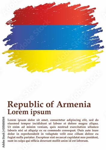 Flag of Armenia  Republic of Armenia. Bright  colorful vector illustration