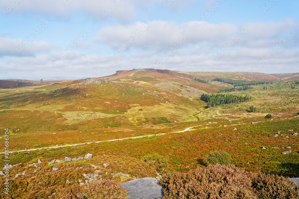 Fototapeta premium A bright misty autumn morning in the Derbyshire Peak District