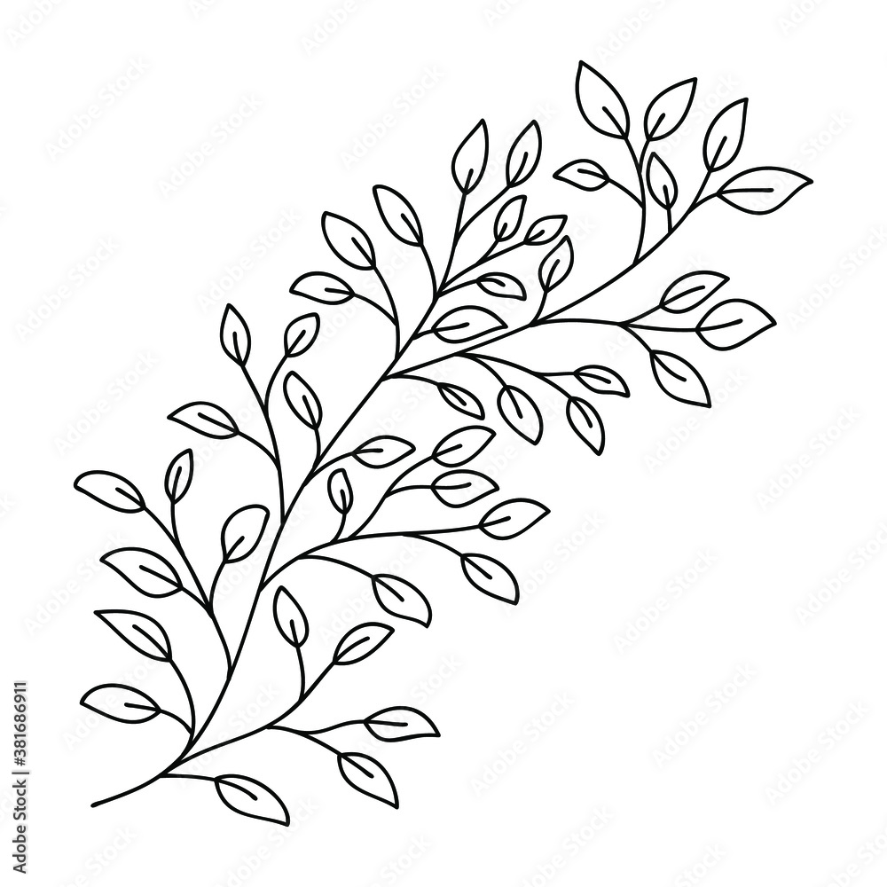 Hand drawn leaves and branch isolated on white. Doodle birch leaves for design. Vector illustration. Botanical print. Organic natural shape. Isolated birch branch Hand drawn leaves and branch isolated on white. Doodle birch leaves for design. Vector illustration. Botanical print. Organic natural shape. Isolated birch branch