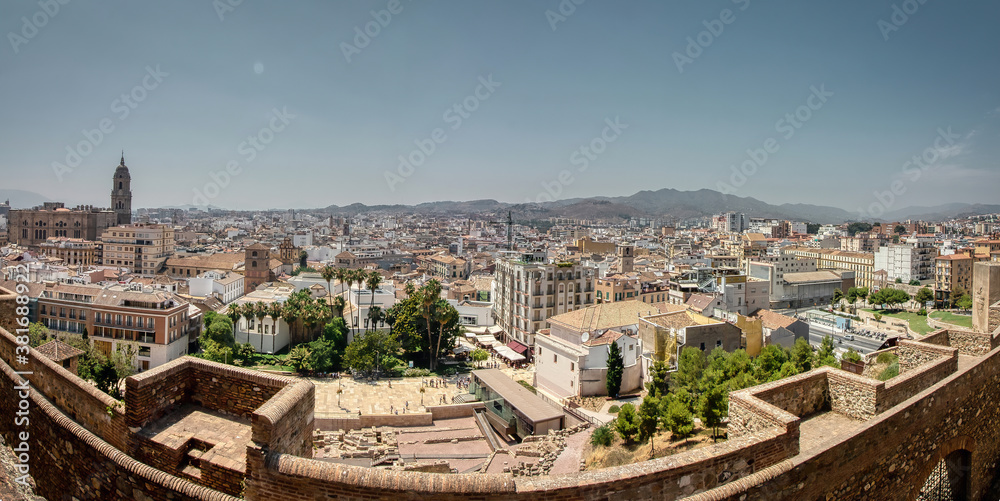 Nice panoramic view of Malaga, on the Costa del Sol, Andalusia, Southern Spain