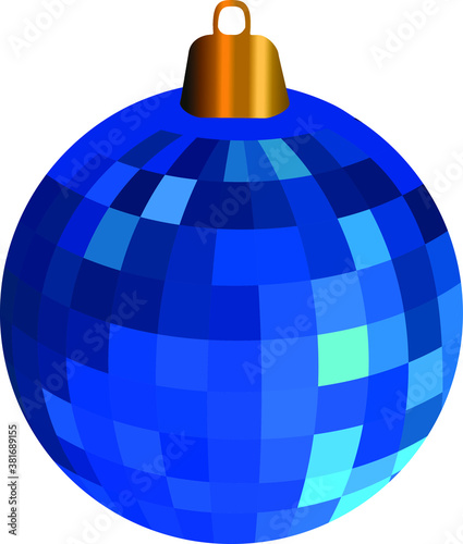 vector Christmas ball. faceted rainbow ball. blue decorative ball for Christmas tree