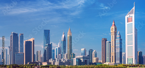 Dubai city - amazing city center skyline with luxury skyscrapers  United Arab Emirates