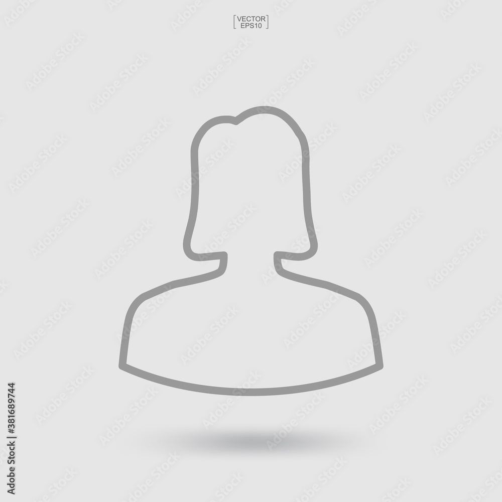 Woman icon for user profile. Female icon. Human or people sign and symbol. Vector. Woman icon for user profile. Female icon. Human or people sign and symbol. Vector.
