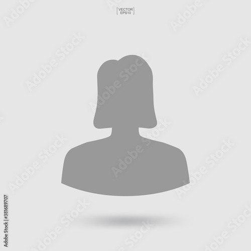 Woman icon for user profile. Female icon. Human or people sign and symbol. Vector.