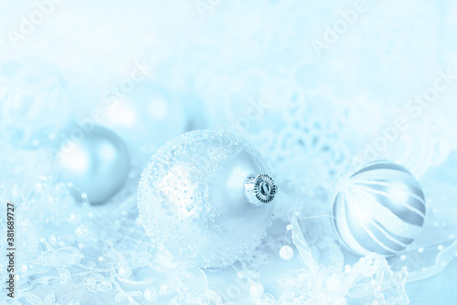 White and blue Christmas balls
