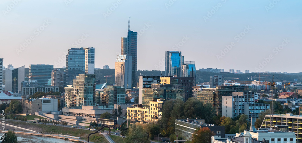 Panorama with skyscrapers of modern Vilnius, the capital of Lithuania