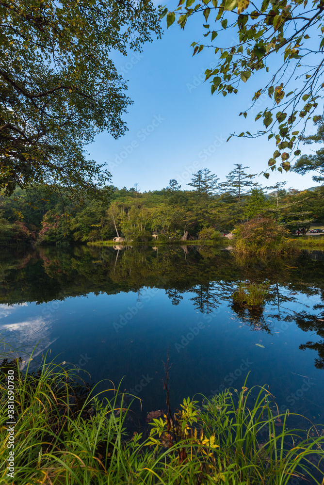 Komaide lake at the beginning of autumn Komaide lake at the beginning of autumn