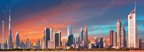 Dubai city - amazing city center skyline with luxury skyscrapers, United Arab Emirates