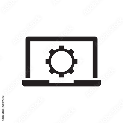options settings icon , laptop and gear symbol vector