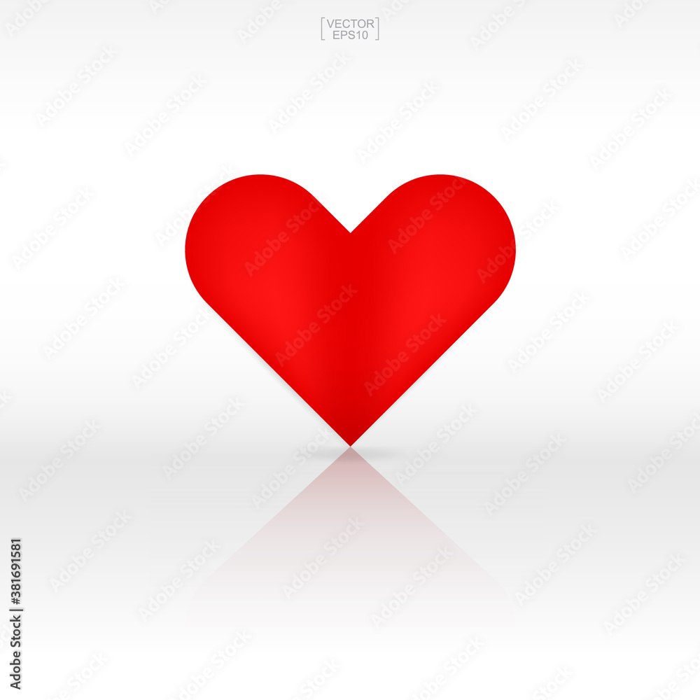 Abstract red heart sign and symbol for Valentine's Day. Heart shape for decorative card, website, template design, postcard, application. Vector.