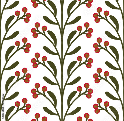 Vector seamless pattern with flowers in a white background.