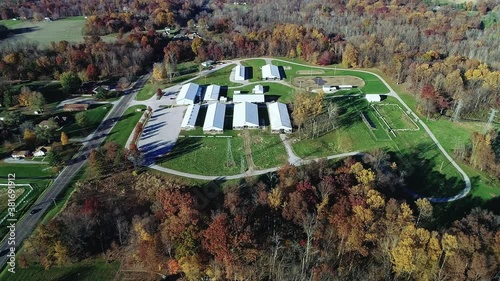 Agricultural industry buildings outside a rural farming community in Indiana, United States photo