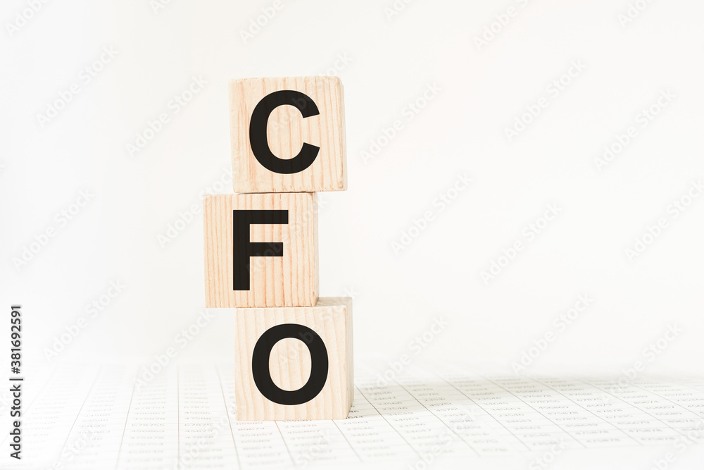 words CFO on wooden cubes, white background. business concept words CFO on wooden cubes, white background. business concept